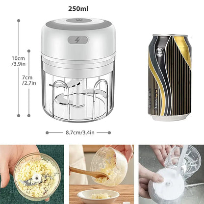 100/300mL Mini Electric Garlic Chopper USB Charging Ginger Masher Machine Sturdy Durable Chili Vegetable Crusher Kitchen Tool