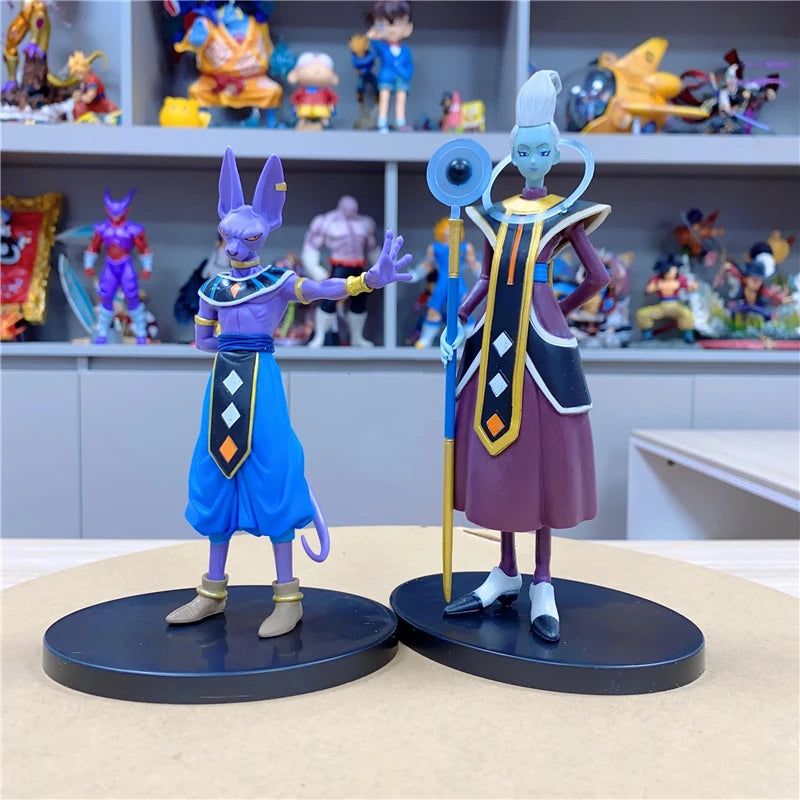 2PCS Dragon Ball Z Beerus Birusu Champa Whis Figure Super God of Destruction Pvc Figurine Collection Model Toys for Children Gif