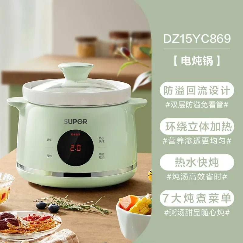 Household electric stew pot. Porridge cooking artifact. Automatic ceramic. Soup stew pot. Food supplement.