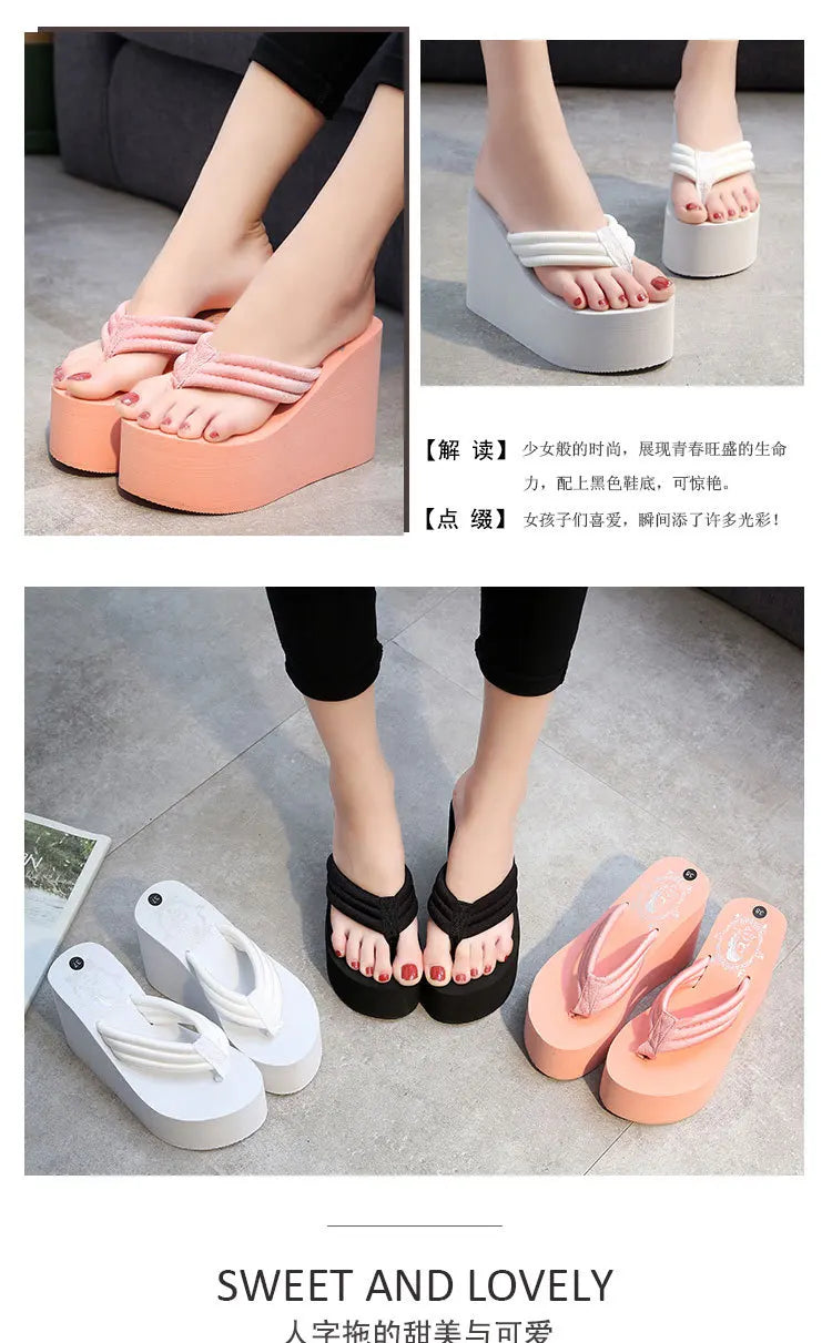 Comemore Super High Heels Wedges Flip Flops Women's Platform Slip-on Shoes 2023 Trend Heel Sandal 41 Summer Women Chunky Sandals