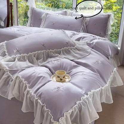 3pcs Elegant rose embroidery Bedding set Lace Duvet Cover Set (1*Duvet Cover + 2*Pillowcase, Without Core)for bedroom guest room