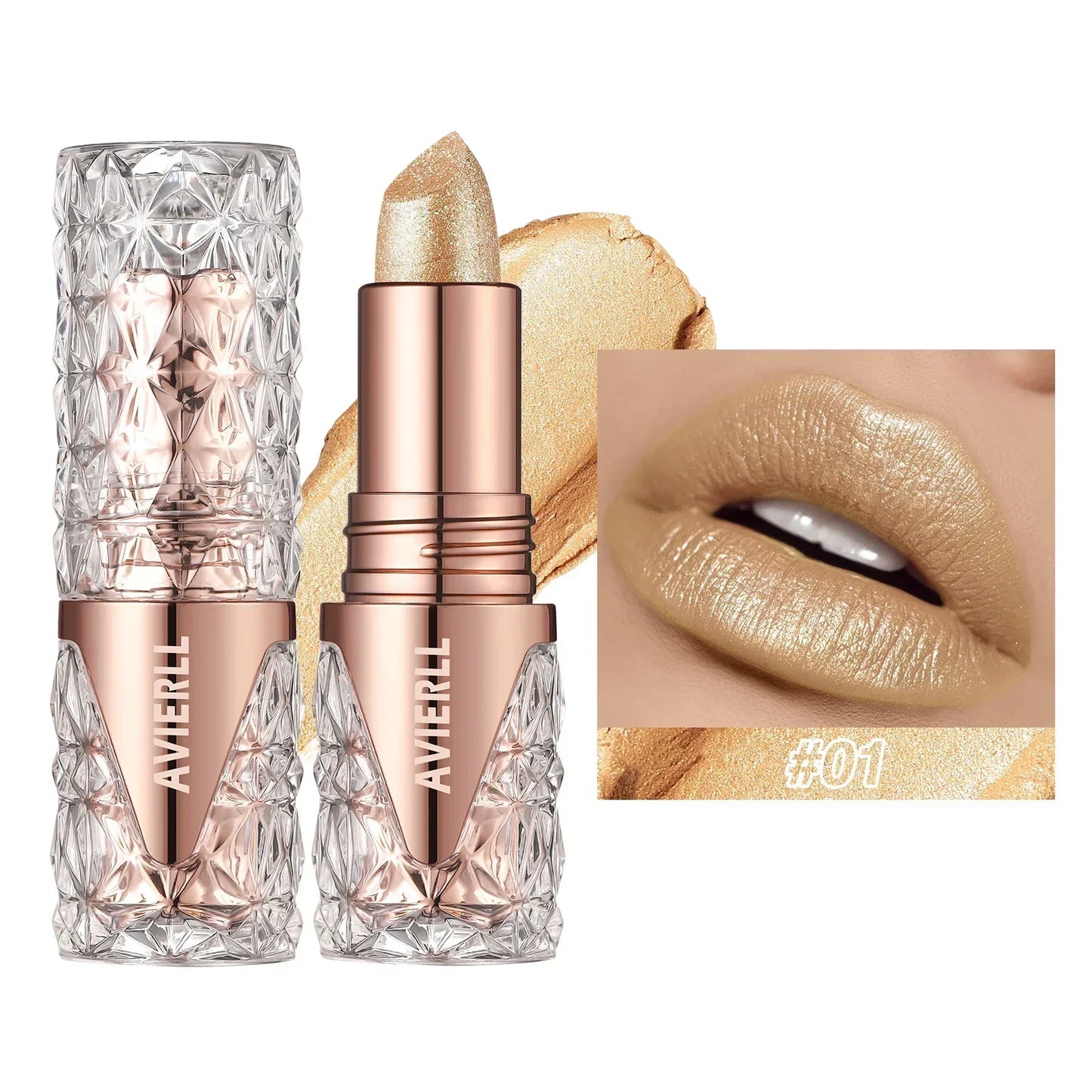 Quicksand Gold Lipstick Fine Glitter lipstick, Moisturizing Silky Mermaid Girl Pink, Long-Lasting Waterproof Grapefruit Orange