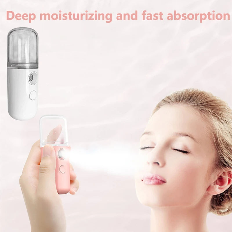 30ML Mini Facial Steamer Personal Nano Sprayer USB Nebulizer Humidifier Moisturizing Hydrating Women Beauty Skin Care Tool