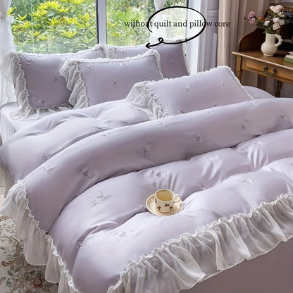 3pcs Elegant rose embroidery Bedding set Lace Duvet Cover Set (1*Duvet Cover + 2*Pillowcase, Without Core)for bedroom guest room