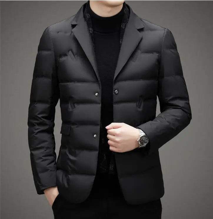 Down Suit Men's 2023 New Middle-aged Men's Winter Warm Western Duck Down Suit Winter Suit Jacket