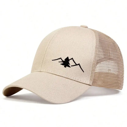 Unisex Mountain Embroidery Breathable Baseball Net Caps Spring and Autumn Outdoor Adjustable Casual Hats Sunscreen Hat