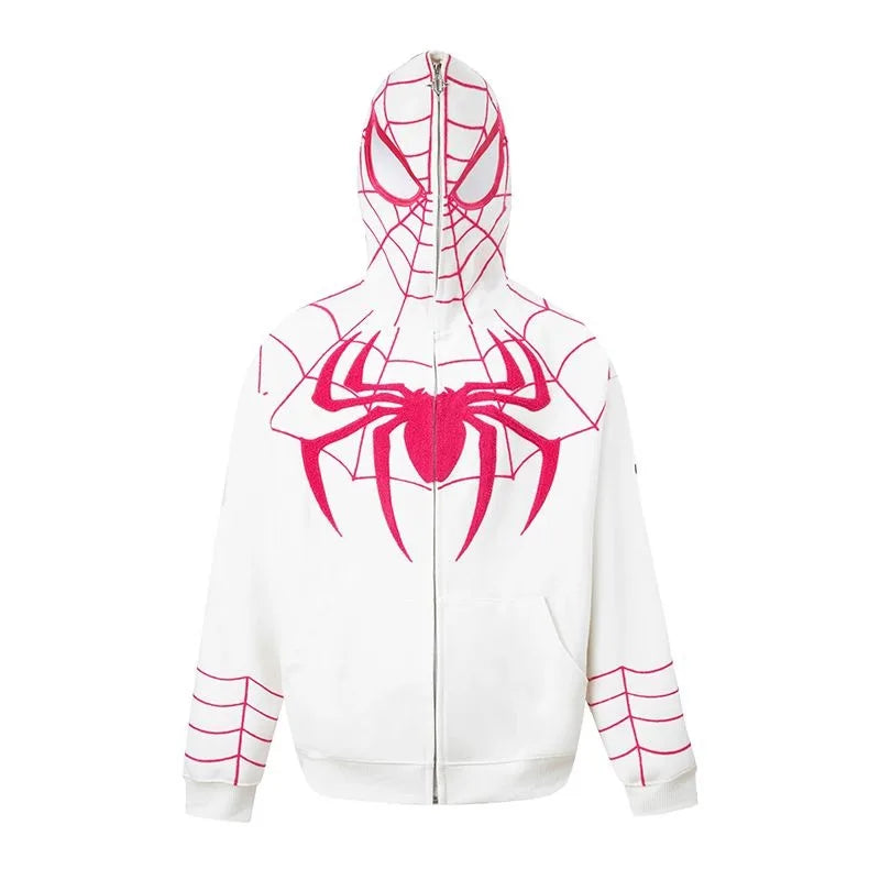 Marvel anime cartoon Spider-Man hooded sweatshirt for women pure cotton new spring and autumn cardigan couple zipper jacket gift