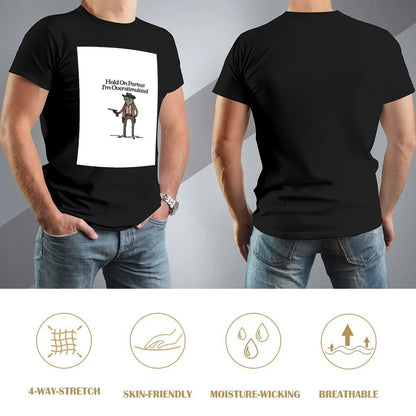 Hold On Partner I'm Overstimulated Western Frog Cowboy T-Shirt street wear outfits for men