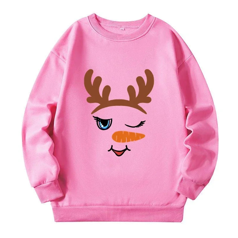 Christmas Reindeer Print Plus Size Sweatshirt Autumn Winter New 2023 Big Size Sweatshirt Y2K Streetwear Woman Clothing