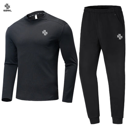 SBWL Men autumn and winter outdoor sports running fitness casual warm with long sleeve sports set indoor fitness casual clothing