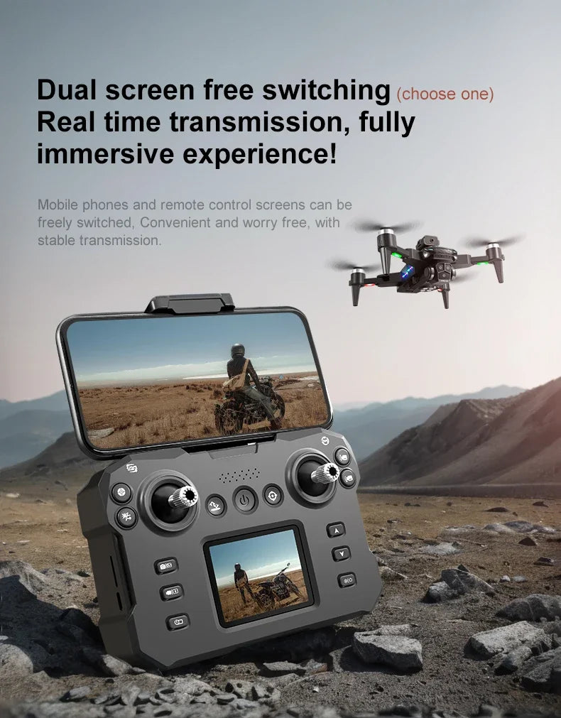 2024 New KY605S Screen Control Drone With Display Screen Obstacle AvoidanceThree Camera HD Aerial Photography Dron Toys Gift