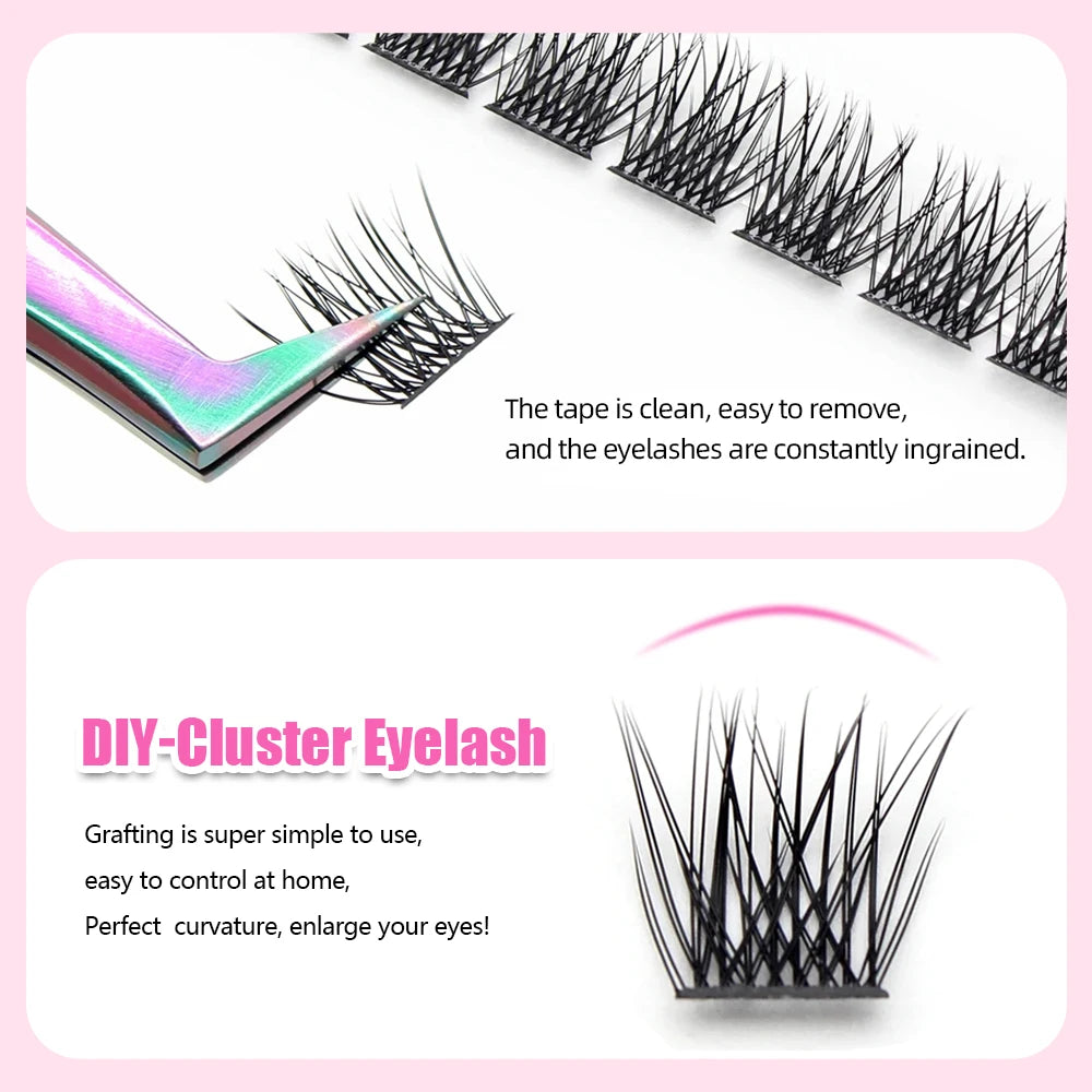 YUANZHIJIE 144 Volume New DIY Cluster Eyelash Extension Segmented Natural Lighter Eyelashes Bundles Makeup Tools Halloween