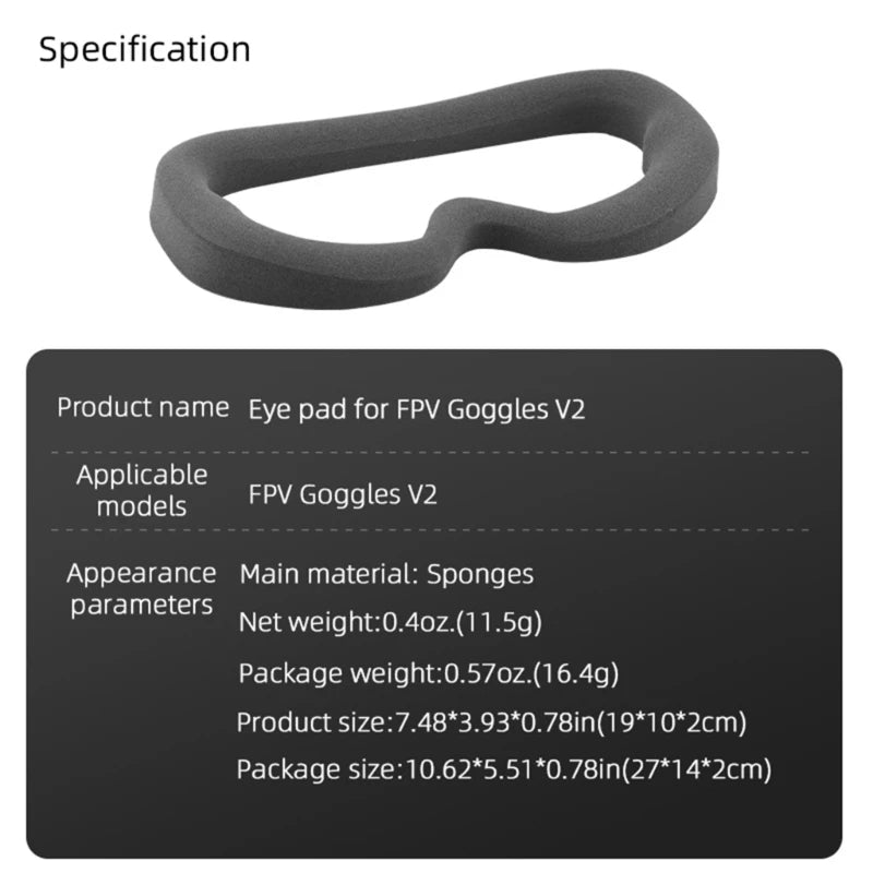 غطاء عين مريح من الإسفنج ووسادة عين من الإسفنج وقناع عين من الإسفنج لتخفيف الضغط مناسب للطائرات بدون طيار والتدريب 448F