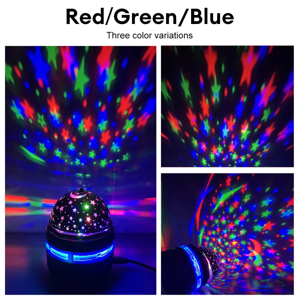 RGB Starry Sky Projector Lamp Rotating Magic Ball LED Night Light for Bedroom Decor Lamp RGB Moon Galaxy Projection Light