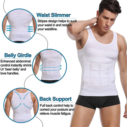 Mens Slimming Body Shaper Vest Shirt Abs Abdomen Slim Gym Workout Tummy Control Compression Tank Top Sleeveless Shapewear