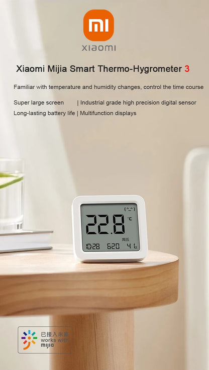 XIAOMI Mijia Smart Thermometer 3 Wireless Bluetooth LCD Thermo-Hygrometer High Precision Indoor Temperature and Humidity Sensor