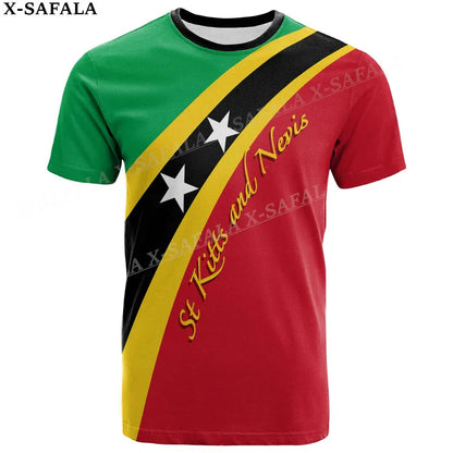 Proud St Kitts & Nevis 3D Print Mesh Fiber T-Shirt Top Summer Tees Men Streetwear Shorts Sleeve Sport Casual Clothing-5