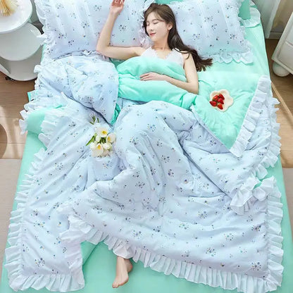 Japan Style Summer Quilt Soft Breathable Quilted Duvet Queen Skin Friendly WashableThin Comforter Lightweight Blanket