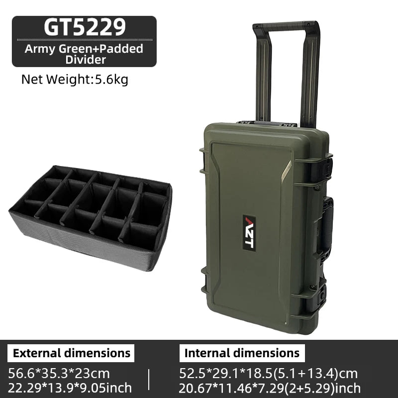 Waterproof Hard Case - Protective Roller Camera Case with Foam, Shock and Water Resistant, Padded Divider Available