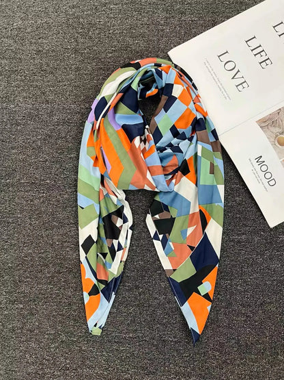 Foreign trade original order, Spanish fashion brand, new product, embroidered and printed multi style large square scarf