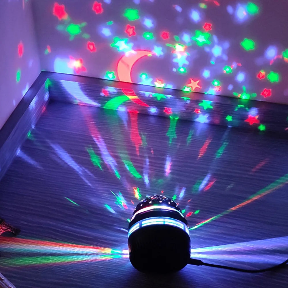 RGB Starry Sky Projector Lamp Rotating Magic Ball LED Night Light for Bedroom Decor Lamp RGB Moon Galaxy Projection Light