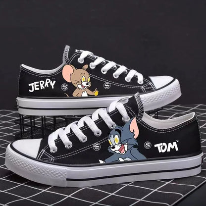 real pictures 2025 new cat and mouse man's Canvas shoes Unique Design Casual drop shipping Tom and Jerry women's skate shoes