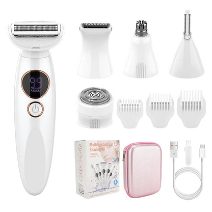 5 in1 Lady Shaver Electric Razor for Women Cordless Electric Face Shavers Eyebrow Trimmer Painless Bikini Trimmer Hair Removal