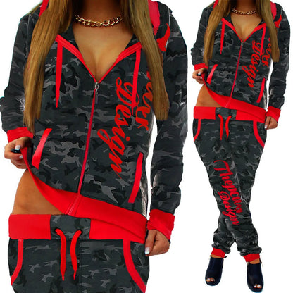 ZOGAA spring new 2 piece set women fashion clothing women 2019 Casual camouflage street style  sweatsuits for women Plus S-3XL