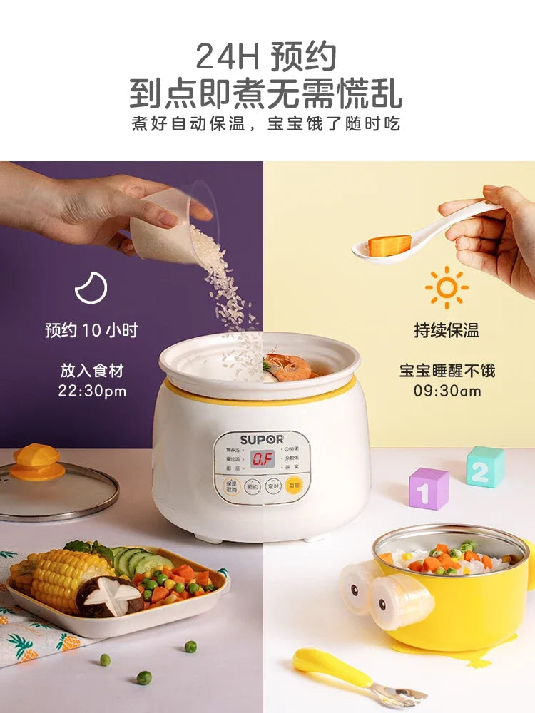 220V Electric Stewpot - Mini Baby Food Pot with Automatic Multifunctional Cooking for Porridge and Stew