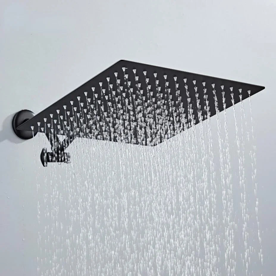 Stainless steel  Black Bathroom Ultrathin 2 mm Rain Shower Head 8/10/12 Inch Wall & Ceiling Square & Round Rainfall Shower head