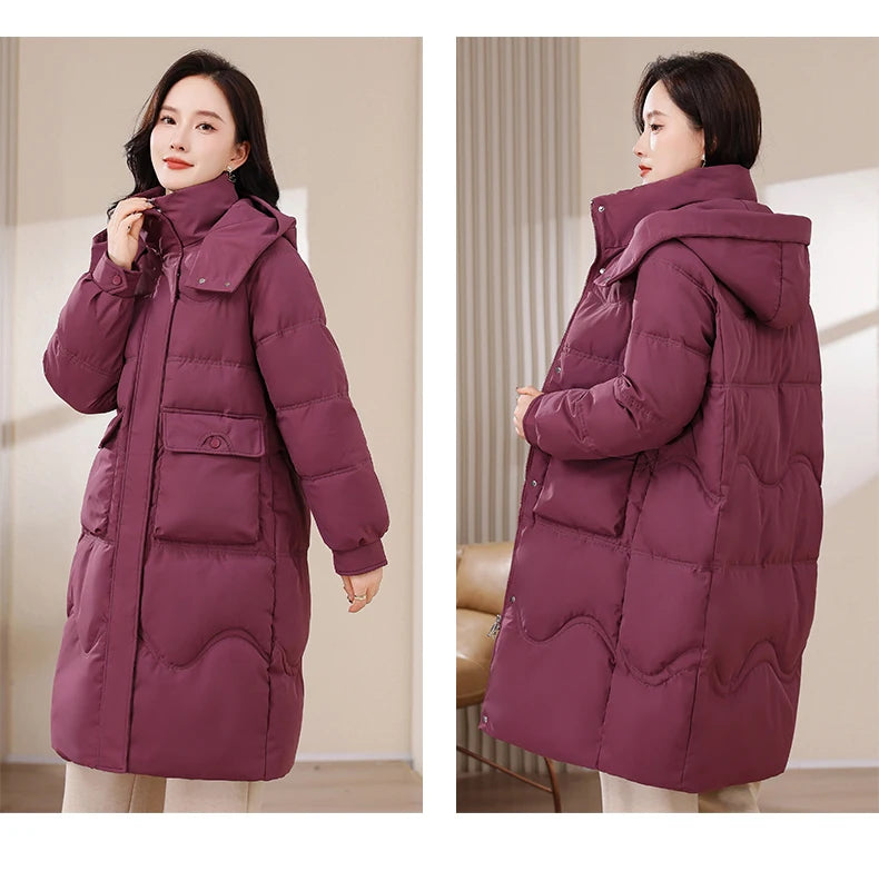 XL-8XL Oversized Outerwear Women Winter Long Parkas Hooded 2024 Casual Loose Thick Warm Lady Jackets Plus Size Women Clothing