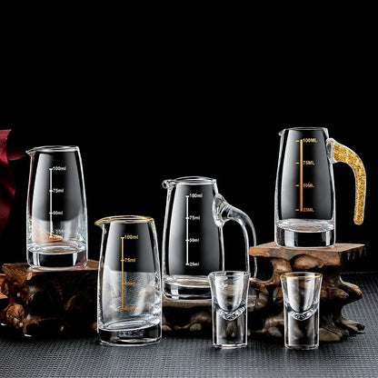 6pcs 15ml and 1pcs 100ml Glass Set Gift Box Set Household Crystal Glass Wine Measuring Appliance Dispenser Bullet Cup Shot Glass