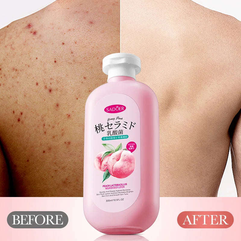 Peach Body Lotion Whitening Moisturizing Lasting Fragrance Nicotinamide Body Moisrurizer Cream For Women Skin Care Large Bottle