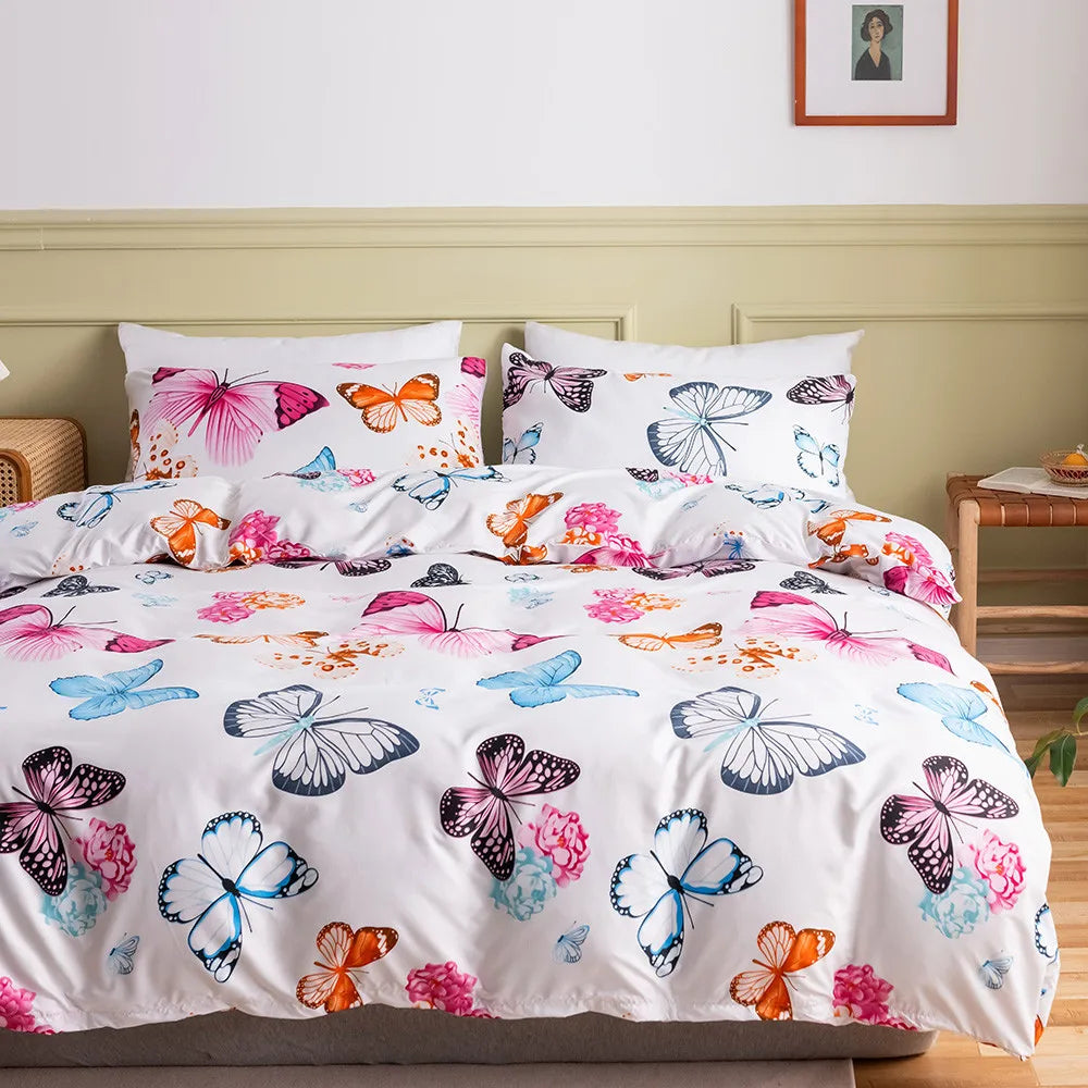 Luxury Bedding Sets 2/3 Pcs Nordic Butterfly Pattern Northern Europe Duvet Cover Set 220x240 200x200 for Adult King Queen Twin