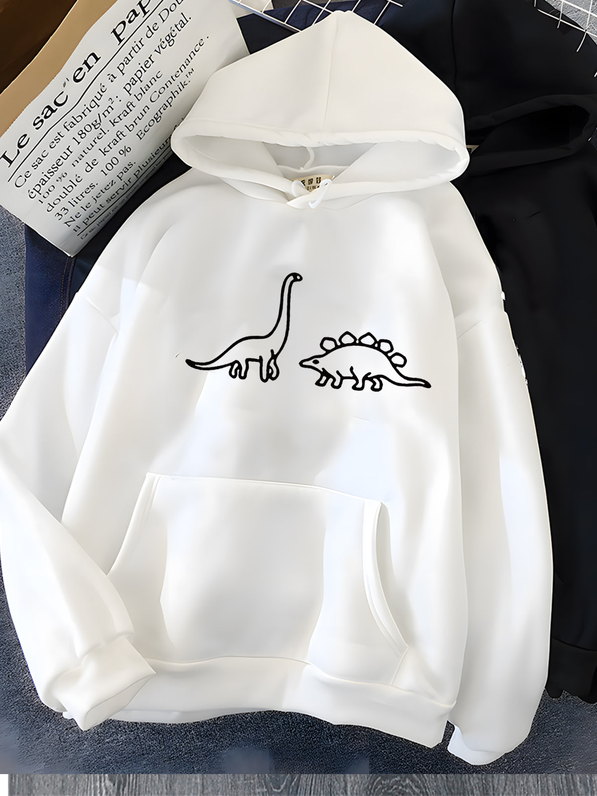 Hirsionsan Kawaii Dinosaurs Print Hoodies Women Soft Warm Loose Casual Sportwear Female Sweatshirt Fleece Ladies Clothes 2023