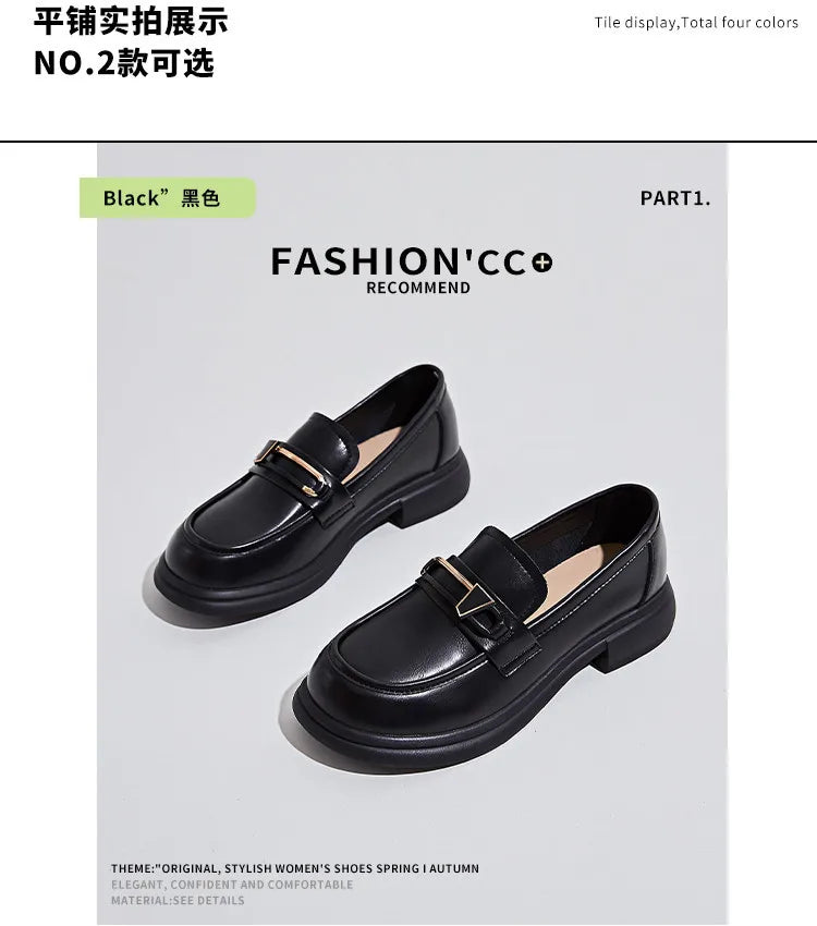 Spring Autumn Women's Shoes Female Genuine Leather Slip-on Loafers Ladies Office Work Thick Sole Shoe Ladies Casual Penny Loafer