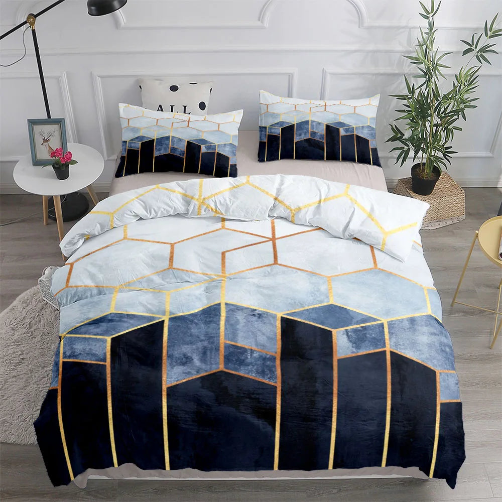 Abstract Fluid Marble Stone Duvet Cover Set King Queen Double Full Twin Single Size Bed Linen Set