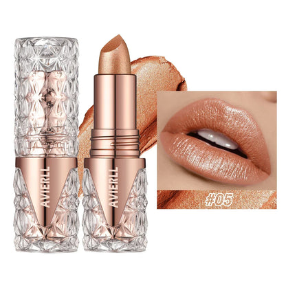 Quicksand Gold Lipstick Fine Glitter lipstick, Moisturizing Silky Mermaid Girl Pink, Long-Lasting Waterproof Grapefruit Orange