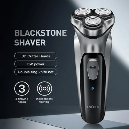 Youpin ENCHEN Blackstone Electrical Rotary Shaver For Men 3D Floating Blade Washable Type-C USB Rechargeable Shaving Smart Beard