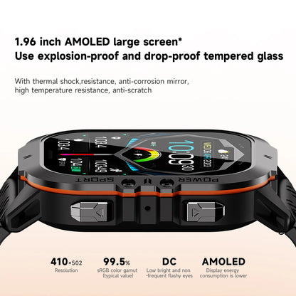 Oukitel BT20 2024 Rugged Smartwatch Sport Smart Watch For Men 350mAh BT 5.2 1.96 Inch  AMOLED Display Men's Smartwatch