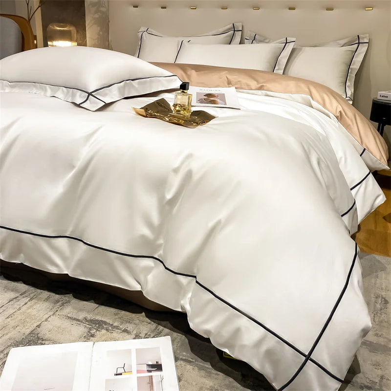 Embroidery Bedding Sets Egyptian Cotton Bed Sheet Set Luxury Duvet Cover Bedsheet Bed Linen Pillowcase 5 Stars Hotel Bedclothes