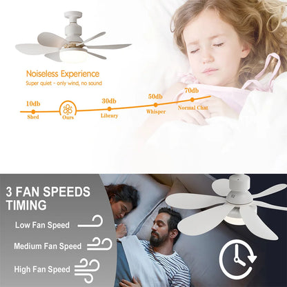 E26/27 Socket Silent Ceiling Fan Home Living Room Hanging Fan for Bedroom Ceiling Fan With Lighting Lamp With Remote Control