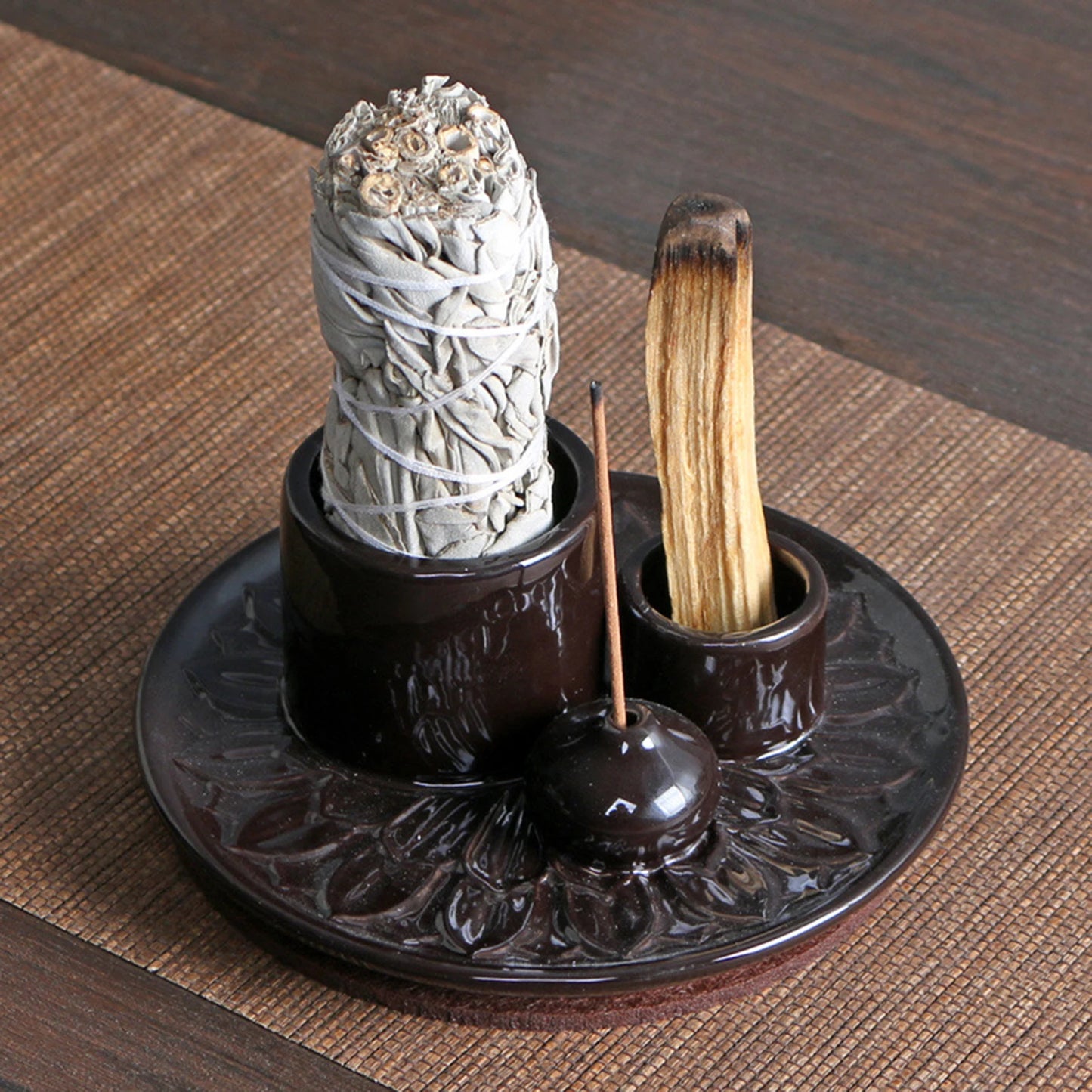 4 in 1 Incense Burner Minimalist Incense Plate Aromatherapy Stove Living Room Ceramic American Decoration Incense Insert