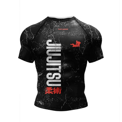 New Jiu Jitsu Rashguard MMA T-shirt +Pants For Men 4PCS/Set Brazilian Grappling Bjj Boxing Rash Guard Sport Clothing Gym Shorts