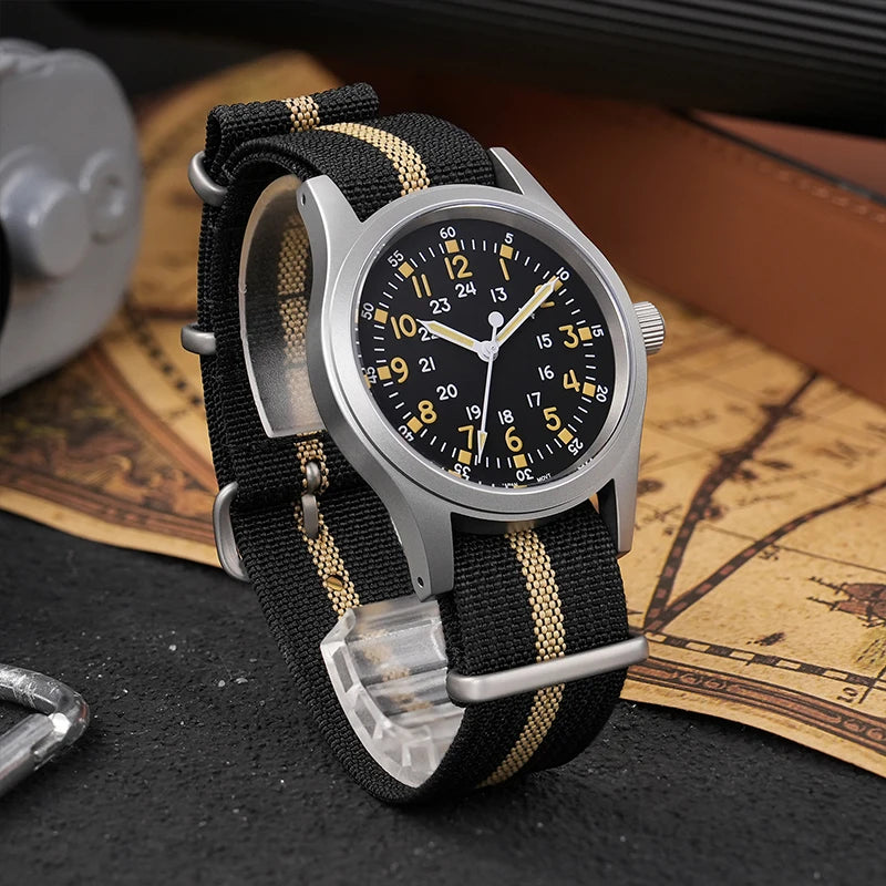 Militado ML05 38mm Men Watch VH31 Quartz Military Watches Domed Sapphire AR Coating 100m Waterproof Stainless Steel Wristwatch