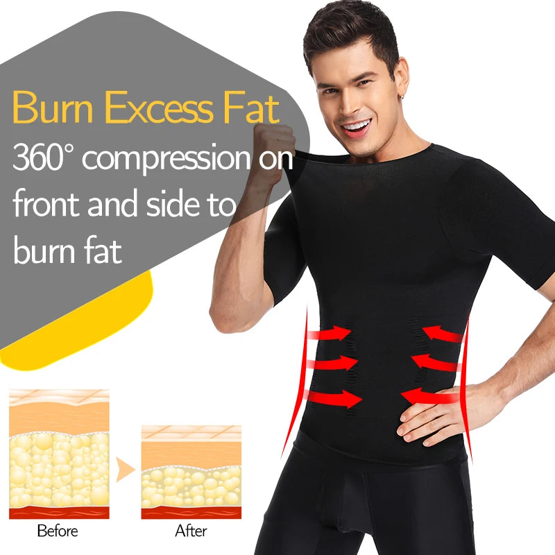 Men Weight Loss Shapewear T-Shirt Body Shaper Slimming Compression Shirts Gynecomastia Undershirt Waist Trainer Muscle Tank Tops