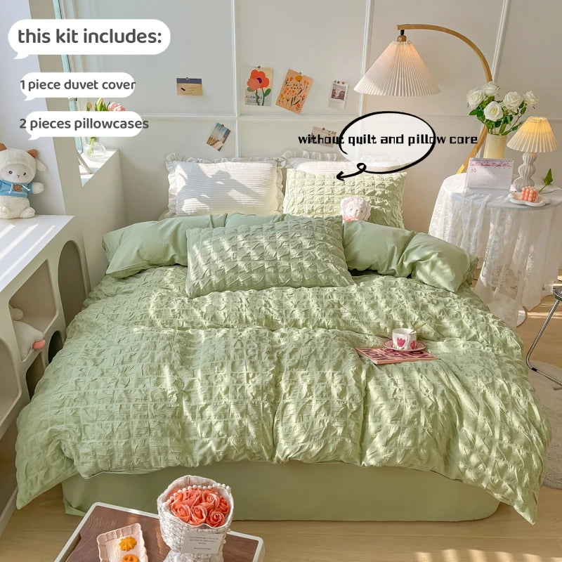 3pcs Soft Duvet Cover Set (1*Duvet Cover + 2*Pillowcase, Without Core), Bubble grid Print Bedding Set, Soft Comfortable