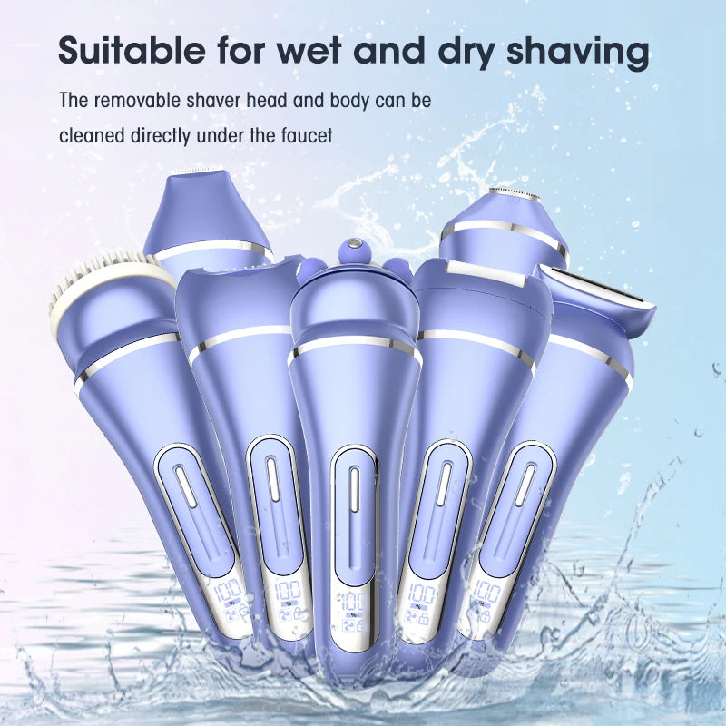 7IN1 Electric Shaver for Womens Bikini Legs Underarm Public Hairs Rechargeable Trimmer with Detachable Head Cordless Wet Dry Use