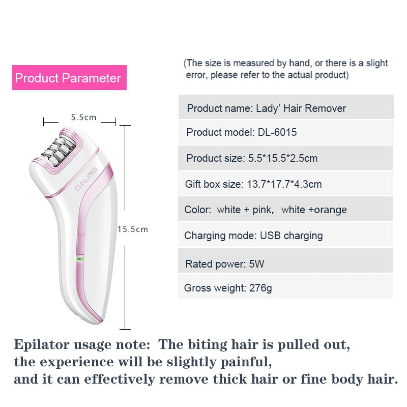 SAHE Epilator for Women Hair Remover Electric Razor USB Rechargeable Lady Shaver Arm Armpit Bikini Painless Epilator