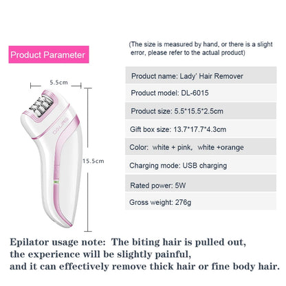 SAHE Epilator for Women Hair Remover Electric Razor USB Rechargeable Lady Shaver Arm Armpit Bikini Painless Epilator